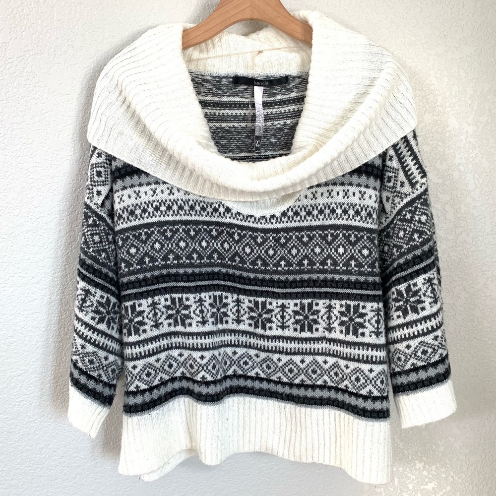 Kensie Cowl Neck Winter Oversized Sweater Sz L